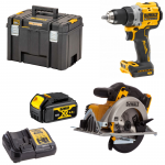 DCD800N DeWALT 18V suktuvas-gręžtuvas + DCS391M1 DeWALT 18V XR Li-Ion diskinis pjūklas (1x4.0 Ah)