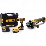 DCD796P2 DeWALT 18 V 5.0 Ah XR Li-Ion akumuliatorinis suktuvas &ndash; smūginis gręžtuvas + DCG406N 18V kampinis &scaron;lifuoklis