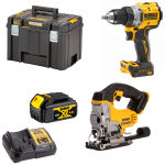 DCD800N DeWALT 18V suktuvas-gręžtuvas + DCS331N DeWALT 18V XR Li-Ion siaurapjūklis (1x4.0 Ah)