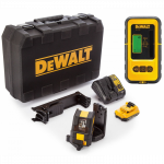 DCE088D1R DeWALT kryžminių linijų lazerinis nivelyras + DE0892 linijinio lazerio detektorius