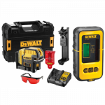DCE0822D1R DeWALT kryžminis lazerinis nivelyras + DE0892 linijinio lazerio detektorius