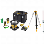 DCE079D1G DeWALT akumuliatorinis rotacinis nivelyras + DE0736 lazerio skalės strypas + stovas