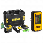DCE0822D1G DeWALT kryžminis lazerinis nivelyras + DE0892G linijinio lazerio detektorius