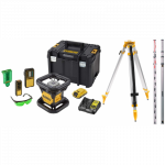 DCE079D1G DeWALT akumuliatorinis rotacinis nivelyras + DE0734 lazerio skalės strypas + stovas