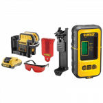 DCE0825D1R DeWALT kryžminis lazerinis nivelyras + DE0892 linijinio lazerio detektorius