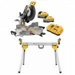 DCS782XW2 DeWALT skersavimo pjūklas 2x8 Ah + DE7033 DeWALT kompakti&scaron;kas skersinio pjovimo staklių stalas