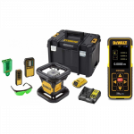 DCE079D1G DeWALT akumuliatorinis rotacinis nivelyras + DW03050 lazerinis atstumų matuoklis