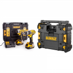 DCK266P2T DeWALT 18V XR smūginis suktuvas + suktuvas-gręžtuvas + DWST1-81078 TSTAK radijo imtuvas