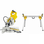 DWS777 DeWALT 216 mm skersinio pjovimo staklės + DE7033 kompakti&scaron;kas stalas