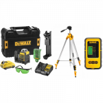 DCE0811D1G DeWALT lazerinis nivelyras + DE0892G lazerio detektorius + DE0881T stovas