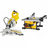 DWS777 DeWALT 216 mm skersinio pjovimo staklės + DWE7485 i&scaron;ilginio pjovimo staklės