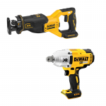 DCF899HN DeWALT 18V smūginis veržliasukis + DCS382N DeWALT 18V tiesinis pjūklas