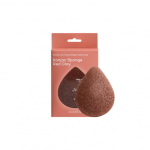 PURABLE kempinėlė su raudonuoju moliu veidui valyti KONJAC SPONGE RED CLAY, 1 vnt.