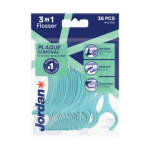 JORDAN tarpdančių siūlas su laikikliu 3-IN-1 FLOSSER, 36 vnt.