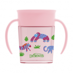 DR. BROWN'S gertuvė CHEERS DECO 360, 200 ml, nuo 6 mėn., rožinė spalva, 1 vnt.+dangtelis