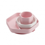 HE OR SHE silikoninių indų rinkinys, rausva spalva, 3 vnt.