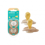 BABOO&reg; Calmy lateksinis apvalus čiulptukas (2 vnt) su sterilizavimo dėžute, Au Naturale, 0+ mėn, 2 vnt.