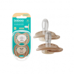 BABOO&reg; Calmy silikoninis simetrinis čiulptukas su sterilizavimo dėžute, Au Naturale, 0+ mėn, 2 vnt.