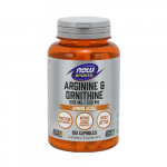NOW Arginine Ir Ornithine 100 Veg. Kapsulių