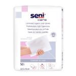 SENI CARE, valymo pir&scaron;tinės su apsaugine plėvele, 50 vnt.