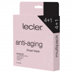 LECLER ANTI AGING 4+1, lak&scaron;tinė veido kaukė su peptidais, 5 vnt.
