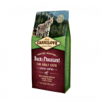 Carnilove Duck Pheasant Adult Cat Hairball Control begrūdis sausas maistas katėms kailio gumulėliams &scaron;alinti - Produkto Svoris 2kg