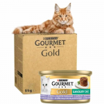 GOURMET Gold - pa&scaron;tetas katėms su ėriena ir &scaron;paraginėm pupelėm, 85g x 12 vnt. (dėžė)