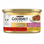 Konservai katėms su jautiena ir vi&scaron;tiena GOURMET GOLD, 85 g
