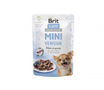 Brit Care Mini Venison fillets in gravy konservai &scaron;unims mai&scaron;eliuose 85g - Produkto Svoris 85g