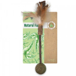 Magic Cat Natural Fun lazdelė su natūraliomis plunksnomis ir kamuoliukais 18 cm