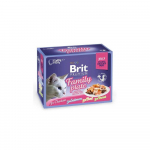Brit Premium in jelly konservų katėms rinkinys dėžutėje, 1020 g (vi&scaron;tiena, la&scaron;i&scaron;a, jautiena, upėtakis)