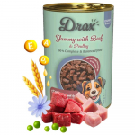 Drax Adult Dog &ndash; konservai su jautiena ir pauk&scaron;tiena, 415 g - Produkto Svoris 1240g