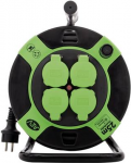 REV H05RR-F 3G1,5 - Verl&auml;ngerungsrolle - Wechselstrom 230 V - 3000 Watt - Ausgangsanschl&uuml;sse: 4 - 25,0m - Schwarz, gr&uuml;n (0010215412)