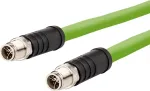 Jungiamasis kabelis METZ CONNECT M12 X-coded SF/UTP CAT 6a, 2,0 m, žalias, be halogenų, tinka kabelių grandinėms