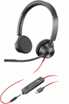 HP Poly Blackwire 3325 Stereo USB-C Headset +3.5mm Plug +USB-C/A Adapter