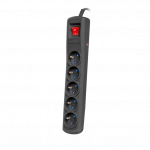 Armac R5 | Power strip | surge protector, 5 outlets, 5m cable, black