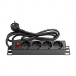 Good Connections Steckdosenleiste 10 - 1HE - Schutzkontakt-Stecker an 4x Schutzkontakt-Buchse - mit Schalter - Kinderschutz - Aluminiumprofil - schwar