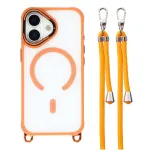 HURTEL Crossbody dėklas, skirtas iPhone 17, su reguliuojamu dirželiu ir kameros rėmelio kojelė, MagSafe suderinamas, oranžinis