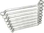 BR&Uuml;DER MANNESMANN 8 dalių žiedinių veržliarakčių rinkinys, chromo-vanadžio plienas, DIN 838, chromuotas poliruotas, dydžiai 6x7-20x22 mm (140-08 DIN)