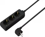 Sygonix SY-4890978 ilgintuvas juodas Schuko 3 lizdai 1,5 m su apsauga nuo vir&scaron;įtampių