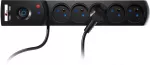 GETFORT apsauginis ilgintuvas 5P-1.5M-B-USB, 5 lizdai, 2 USB, 1,5 m, juodas