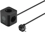 Hama 3 lizdų maitinimo juosta su 2x USB-C, 1x USB-A, 67W, ekranu, 1,4 m, juoda (00223196)