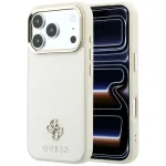 Guess GUE005532 telefono dėklas iPhone 18 Pro / 17 Pro, Saffiano Small 4G & Classic Logo, MagSafe, smėlio spalvos