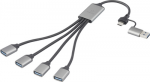 Renkforce RF-6861934 USB-Hub 4 Port USB-A USB 3.0 5 GBit/s mit Aluminiumgeh&auml;use Grau (RF-6861934)