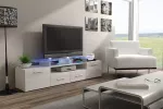 Cama TV stovas EVORA 200 baltas/baltas blizgus