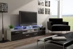 Cama TV stovas EVORA 200 baltas/juodas blizgus