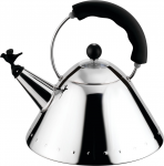Alessi 9093 B Kettle with Handle Stainless Steel Bird-Shaped Flute made of PA black