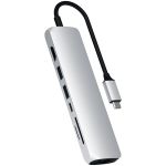 Satechi 7-w-1 USB-C Slim Multiport Adapter Ethernet (USB-C PD, 2x USB-A, HDMI 4K, Ethernet, czytnik kart micro/SD) (srebrny)