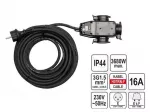 Yato YT-81162 ilginamasis laidas 20 m, 3 lizdai, IP44, vidaus/lauko, juodas