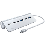 Satechi Type-C Aluminium USB Hub & Card Reader, Silver, ST-TCHCRS